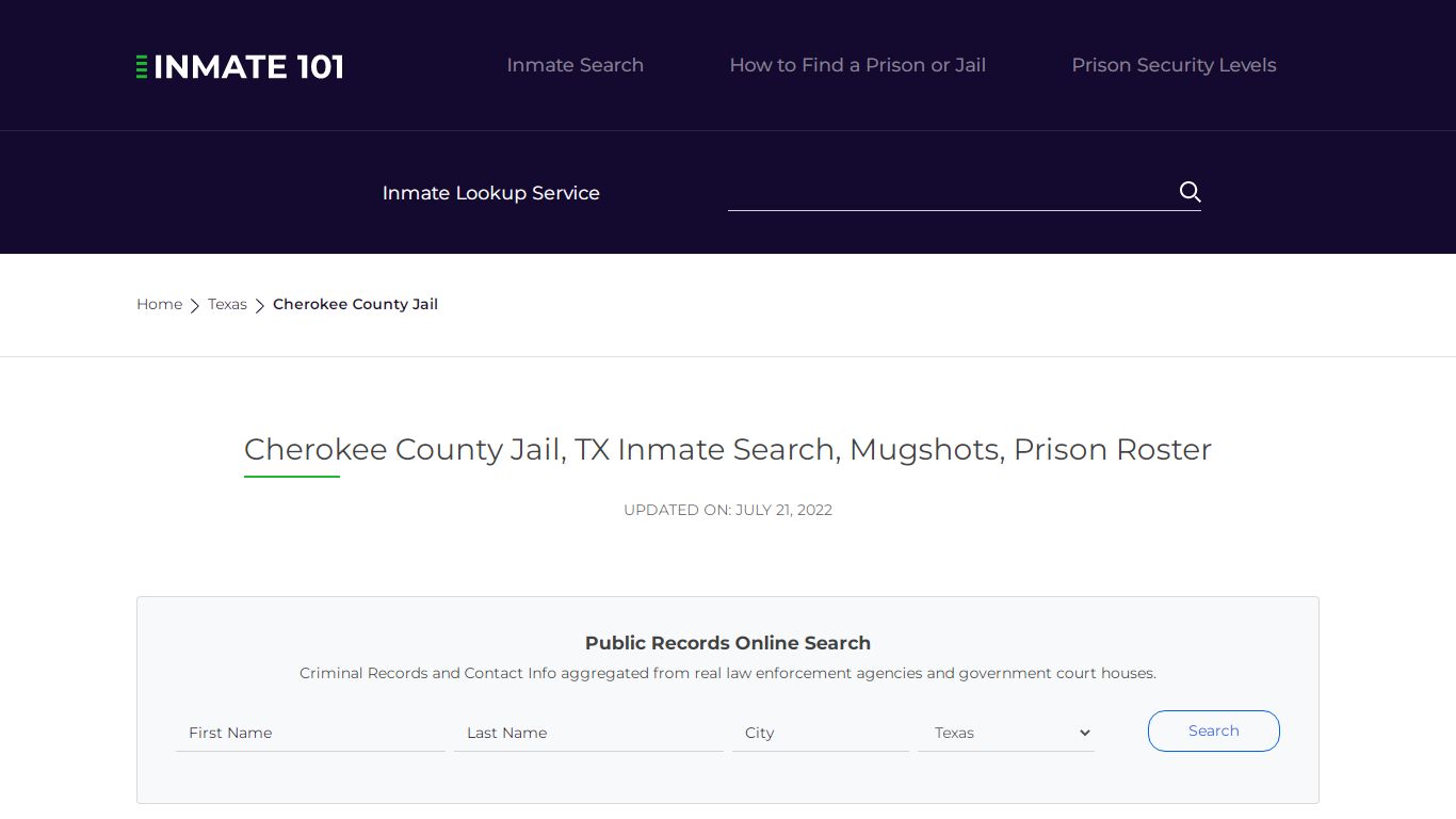 Cherokee County Jail, TX Inmate Search, Mugshots, Prison ...