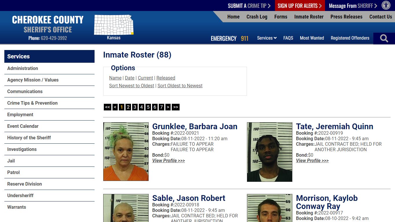 Inmate Roster - Cherokee County Sheriff KS